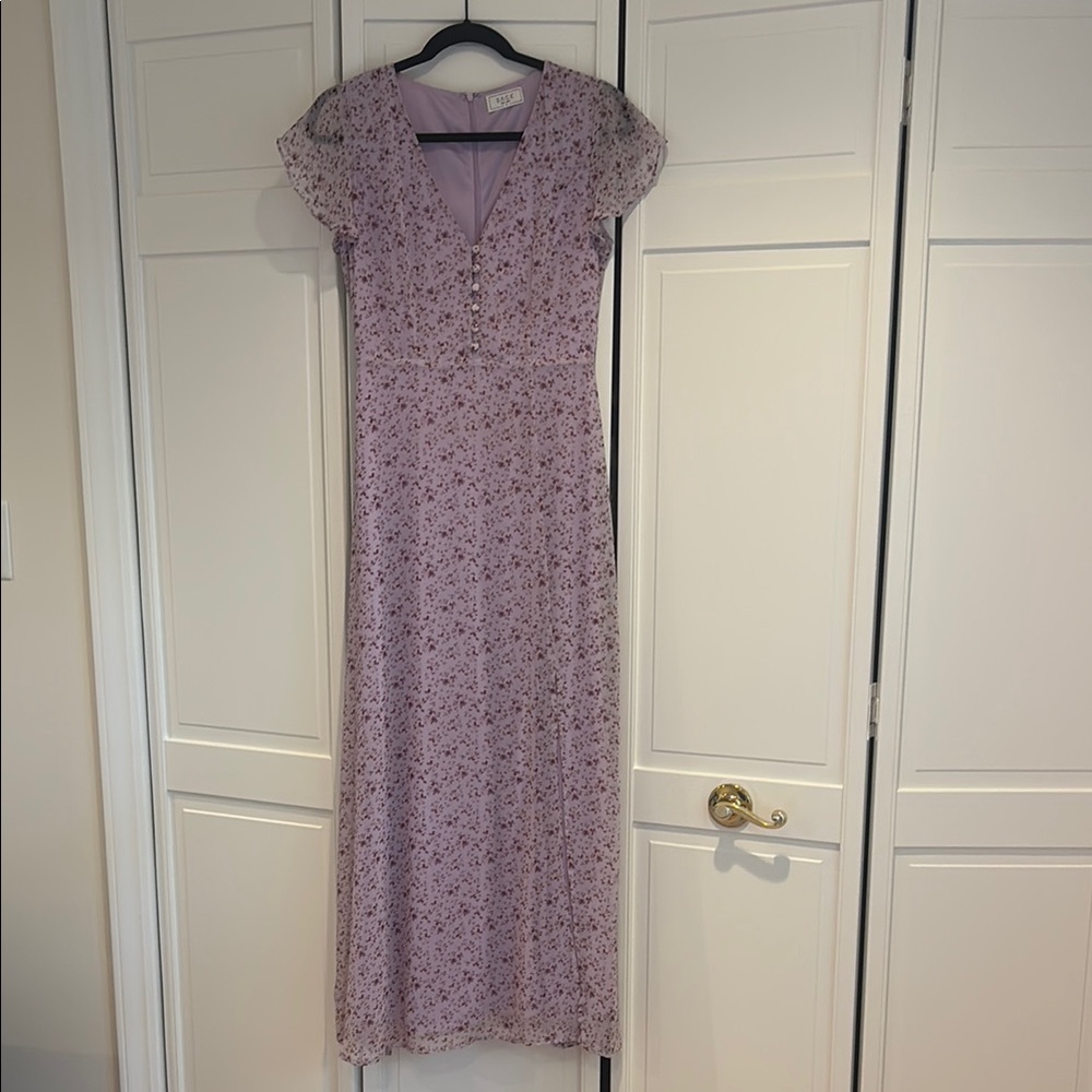Sage the Label Lilac Floral V-Neck Maxi Dress